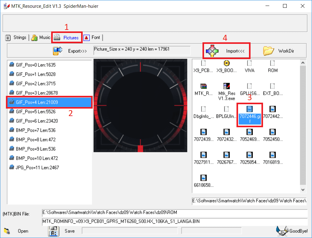 MTK Resource Edit Replace Watch Face Change DZ09 Clock Face