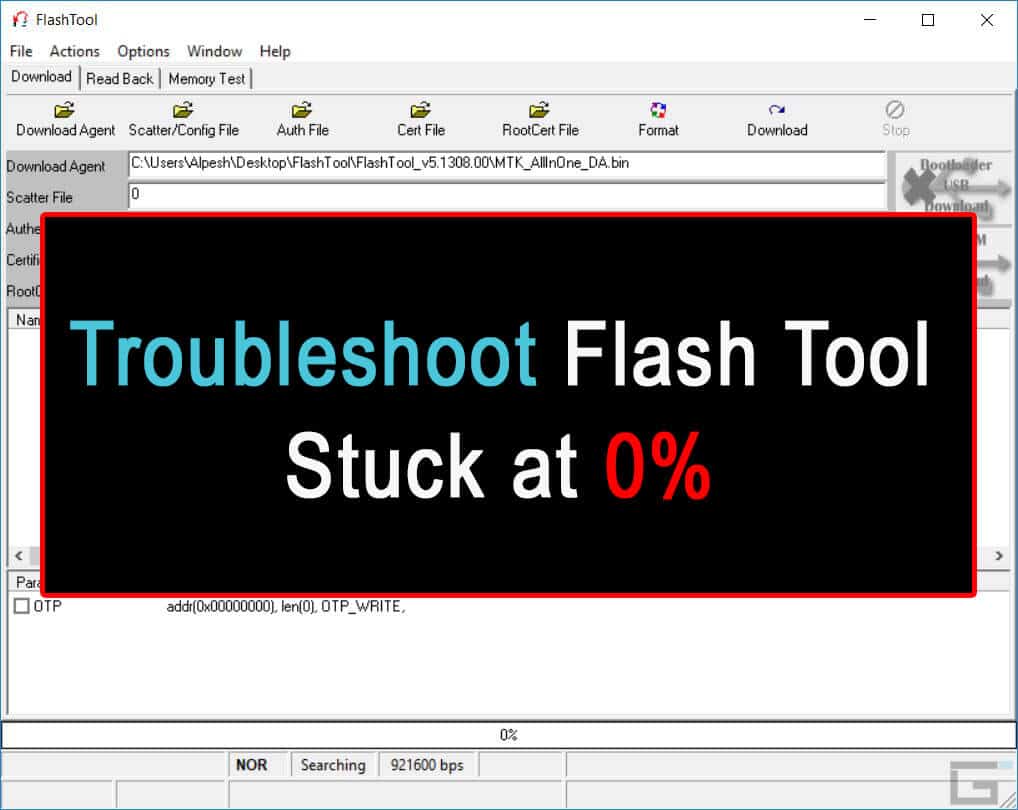 Flash Tool Stuck at 0%